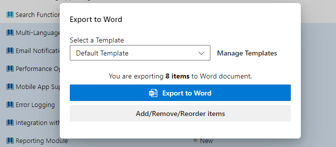Export from Sprint/Backlog